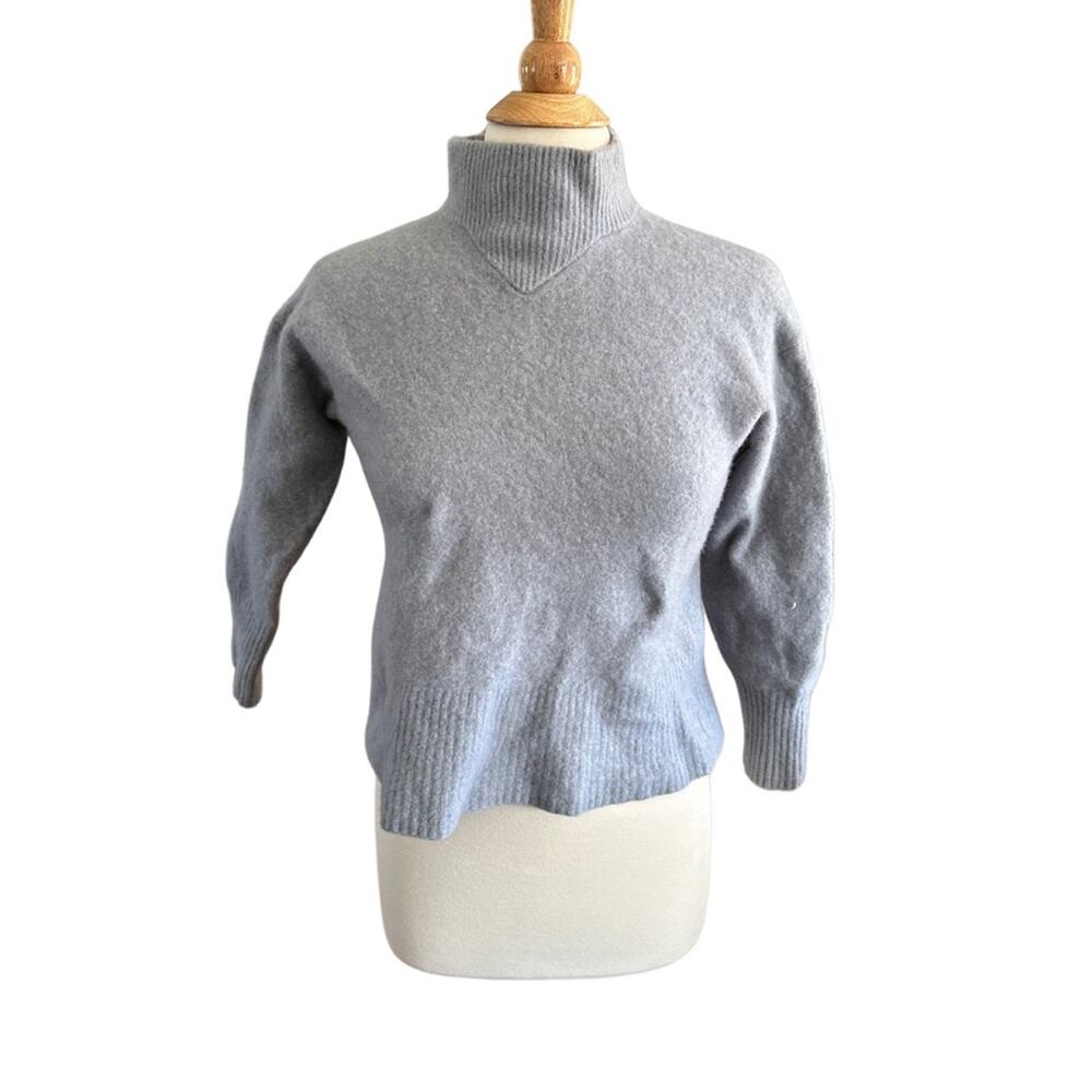 Everlane Wool Blend Turtleneck Cropped Sweater Grey N13